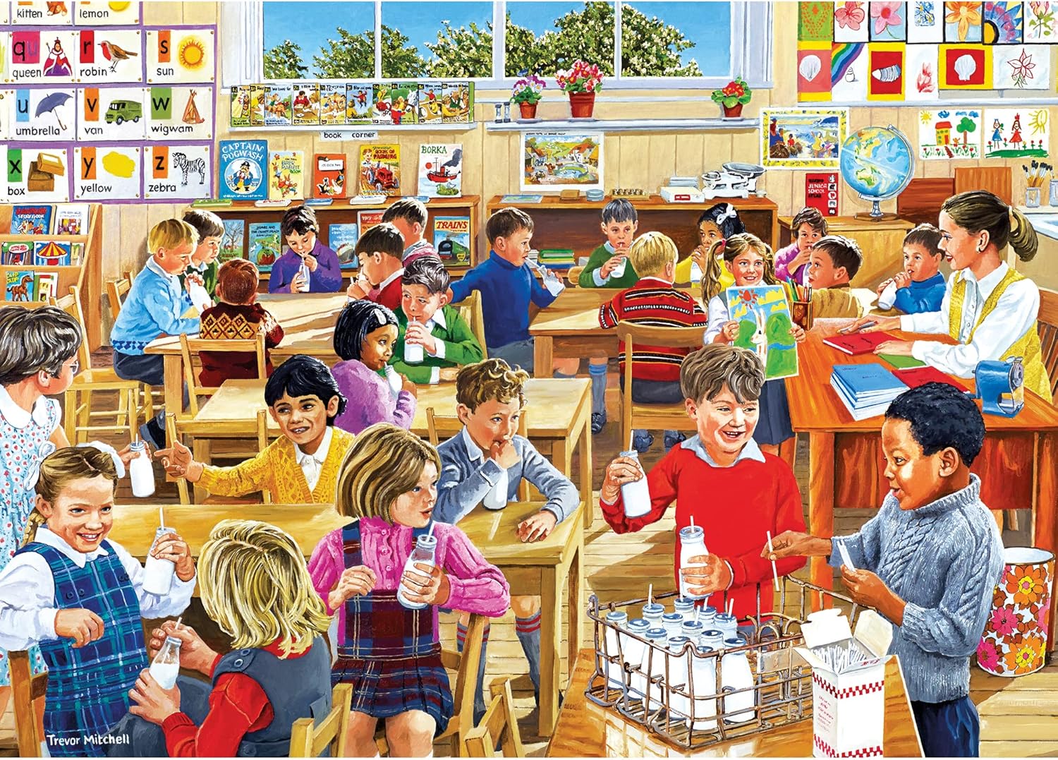 School Days 4x500 Piece Jigsaw Puzzle | 4 Puzzles in 1 Box | School Jigsaw | Sustainable Puzzle for Adults | Premium 100% Recycled Board | Great Gift for Adults | Gibsons Games