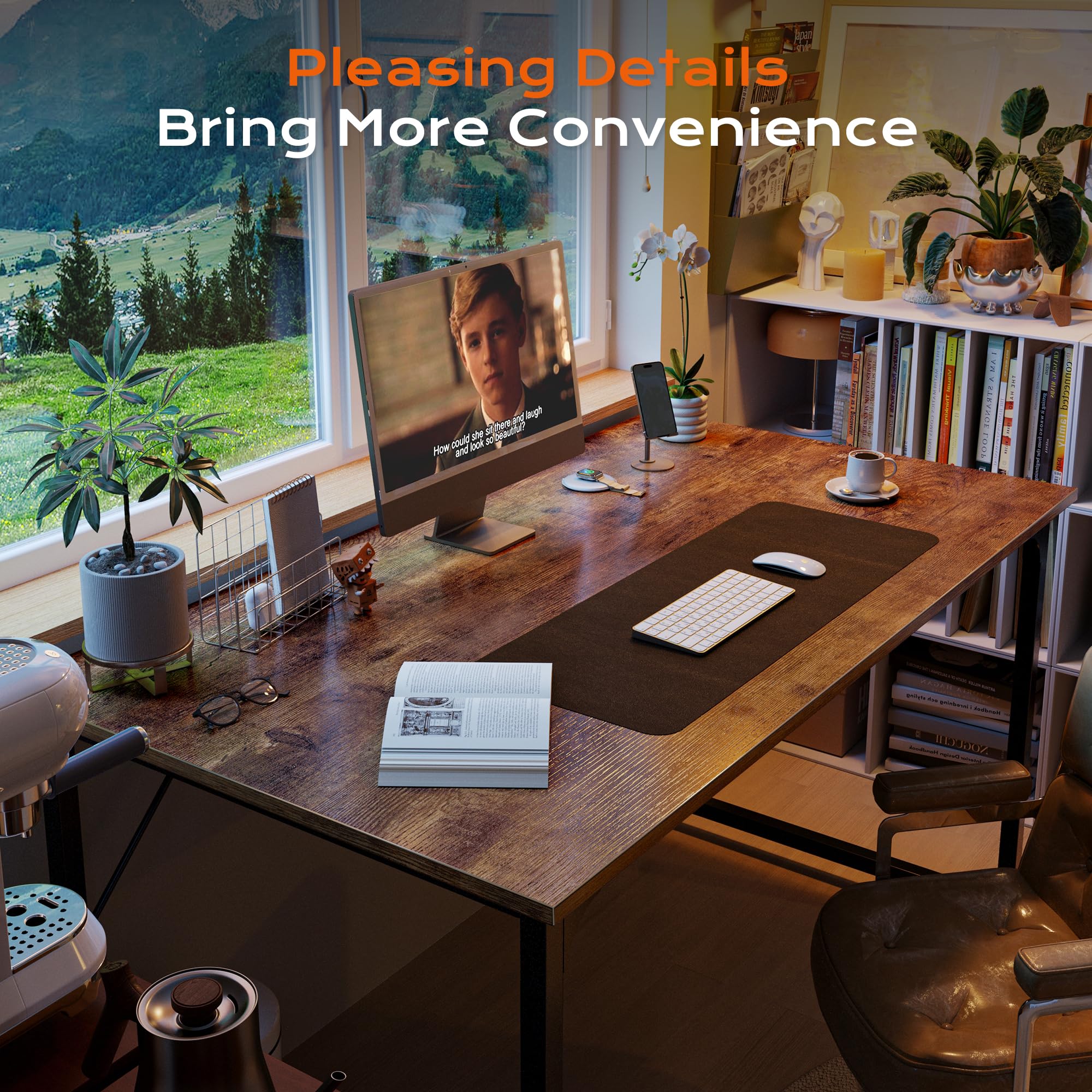 PRAISUN 47 X 24 Inch Computer Desk with Deeper Desktop, Gaming Office Writing Work Desk for Home Office, Study, Bedroom, Work from Home, Metal Frame, Rustic Brown