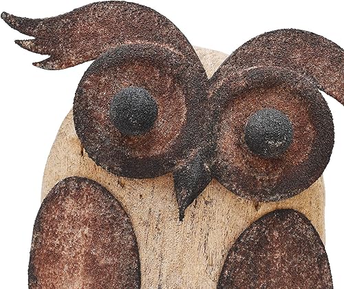 Miniatura 3 de Estatua de decoración de búho de madera, figuras rústicas de búho, adornos de escultura de animales de pie, decoración de mesa de pájaros,