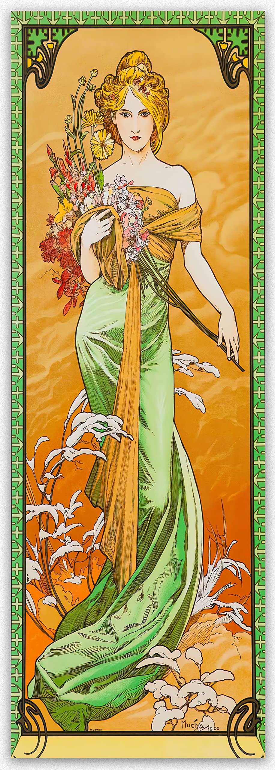 Amazon.com: Alphonse Mucha Vintage posters - Emerald Green Art