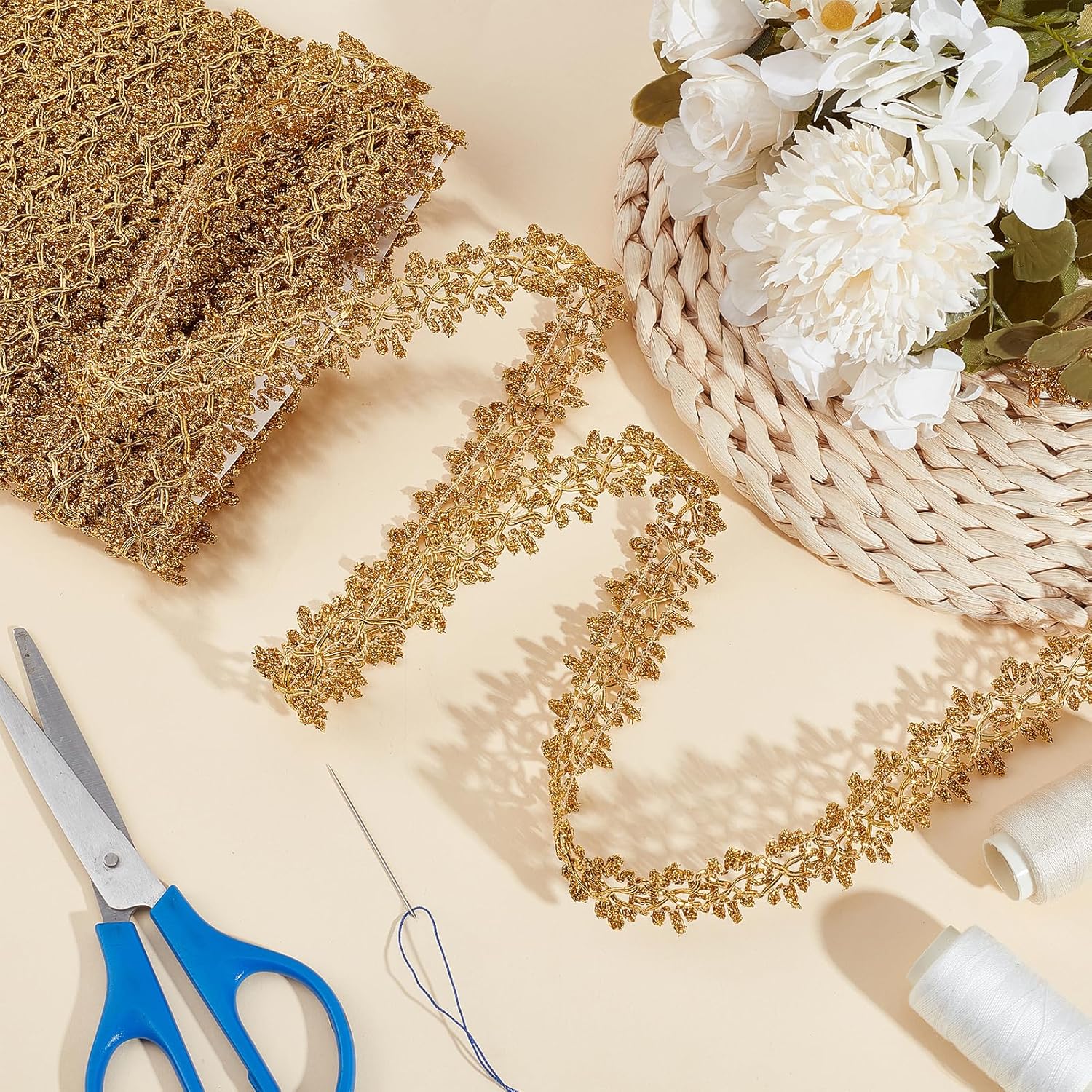 Fringe Tassel Upholstery,Trimming Tape, 10 Yards Metallic Braided Trim, Glitter Polyester Woven Braid Trim, Upholstery Trim Decorative Trims Curtain Fabric Trimming for Sewing Costume DIY Crafts
