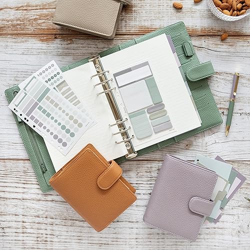 Miniatura 5 de Filofax Norfolk - Organizador tamaño A5, almendra, piel suave de grano completo, seis anillos, con calendario semanal para ver cada semana,