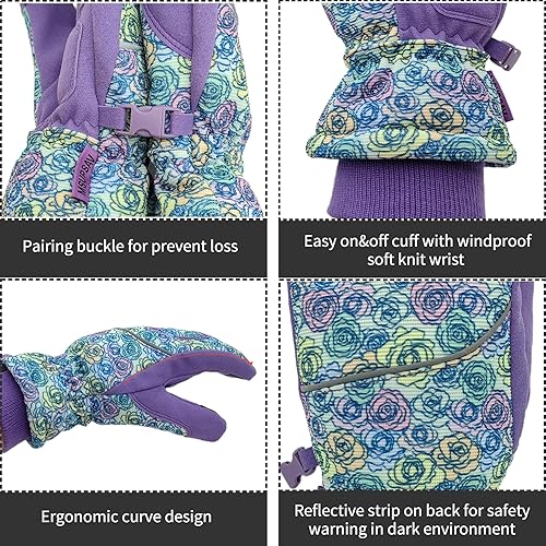 Miniatura 5 de Guantes de invierno, guantes de esquí, guantes de snowboard impermeables, guantes para clima frío, esquí y snowboard, se adaptan a hombres y