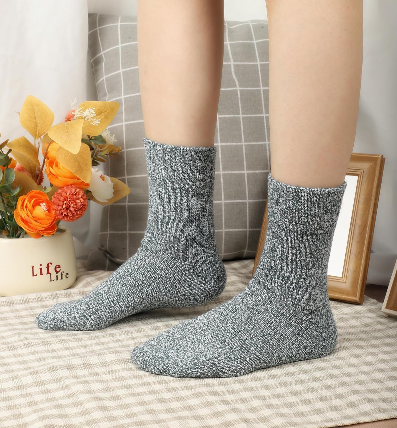 Loritta Wool Socks for Women Warm Winter Socks Knit Crew Calf Hiking Boot Sock Stocking Stuffers Gifts - Image 7