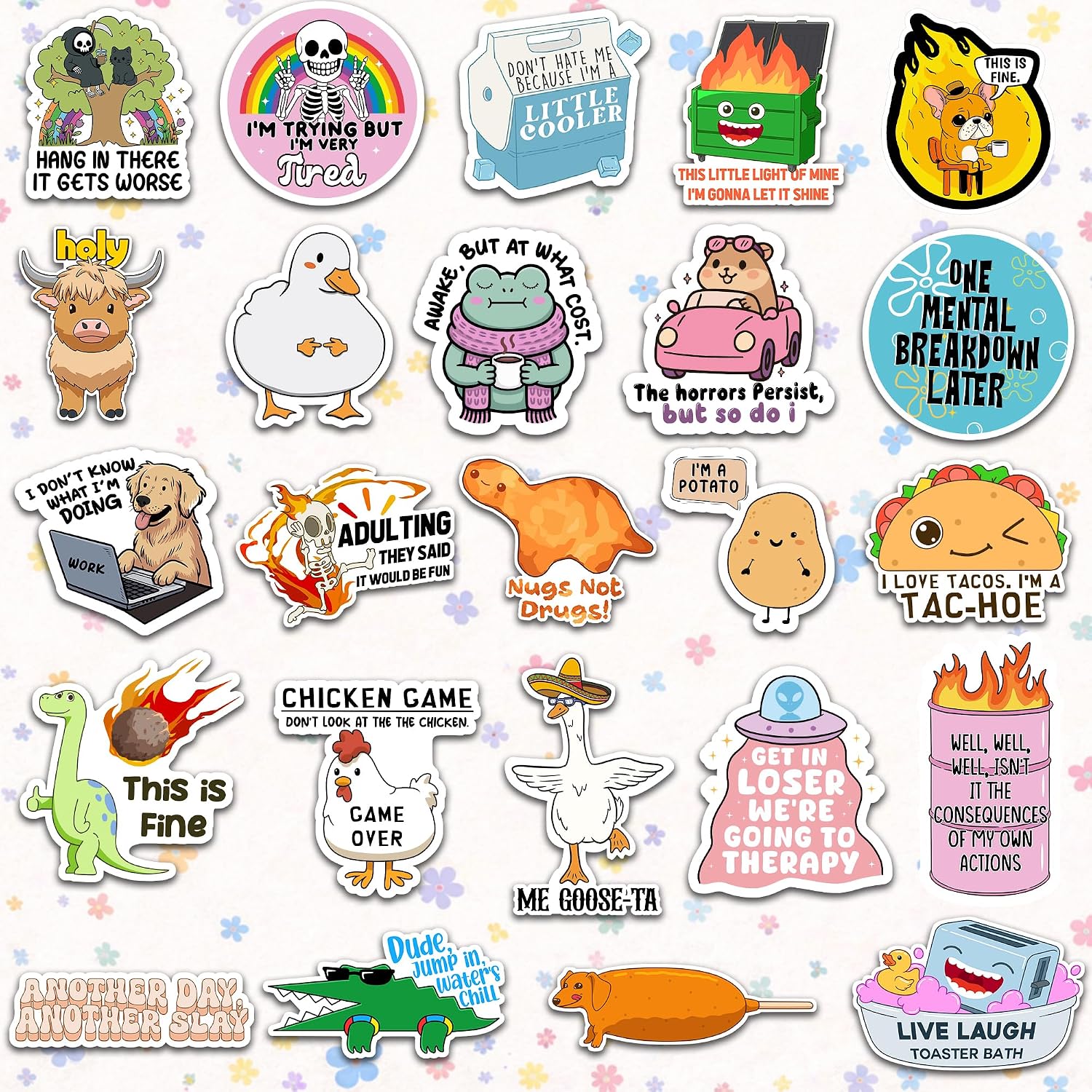 300PCS Funny Stickers for Adults - Delulu is Da Solulu Sticker Pack By Puraesla - Sarcastic Meme Decals for Best Friends, Co-Workers Waterproof Vinyl for Laptop, Water Bottle, Journal, Scrapbooking