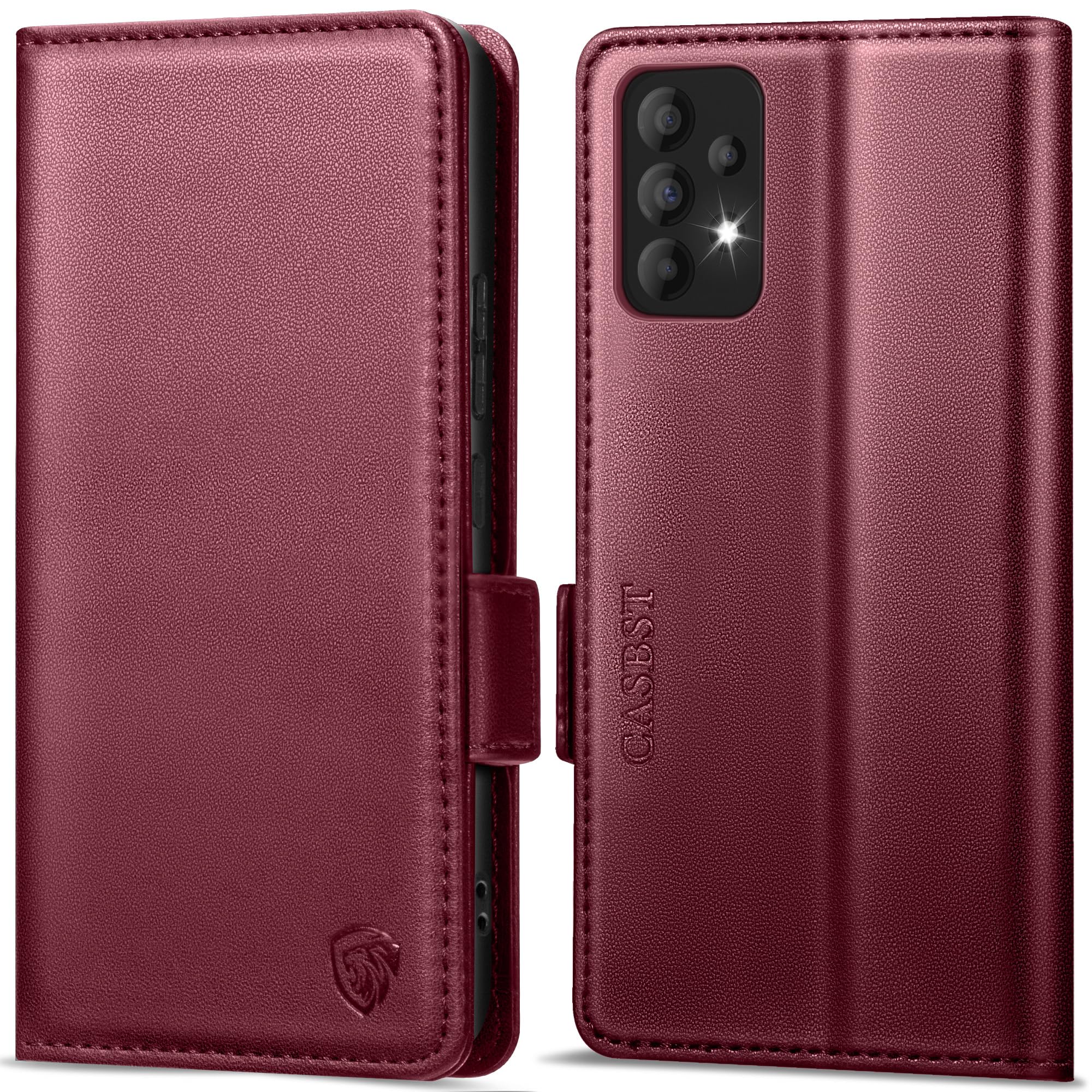 CASBST Handyhülle für Samsung Galaxy A50/A30S Hülle, Premium Leder Schutzhülle Klappbar für Samsung Galaxy A50 Flip Case mit Kartenfach Ständer Magnet Klapphülle für Samsung A50 Hülle (Schwarz)
