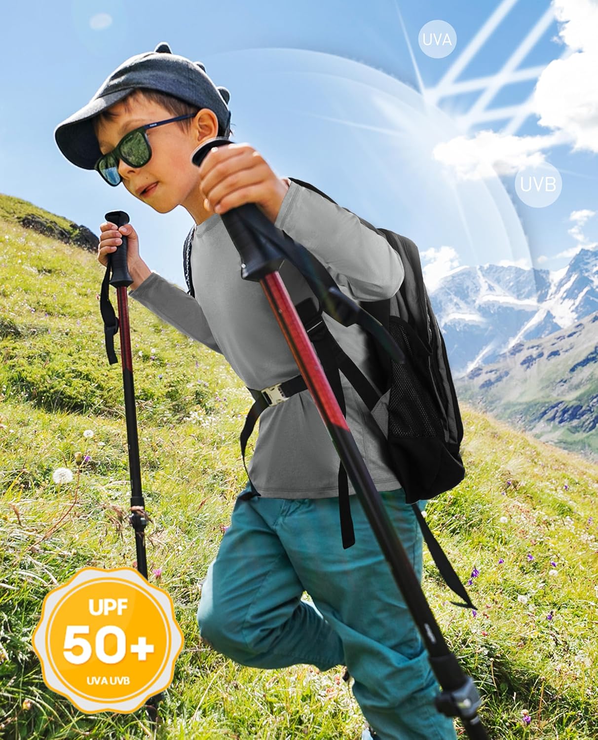 Roadbox Boys Rash Guard Swim Shirt, UPF 50 Sun Protection Long Sleeve, Quick Dry Swimming Fishing Shirts for Kids Youth - Image 3