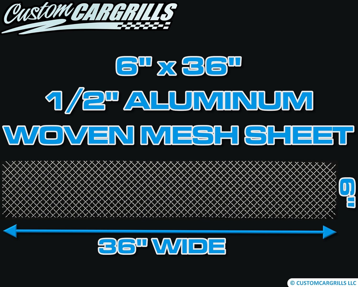 customcargrills 6"x36" Aluminum 0.50 Woven Wire Grill Mesh Sheet - Silver - Shipped Flat, 1/2 inch spacing, 0.080" Wire Thickness, Intermediate Crimped, Diagonal Cut, Not Welded, Made in USA