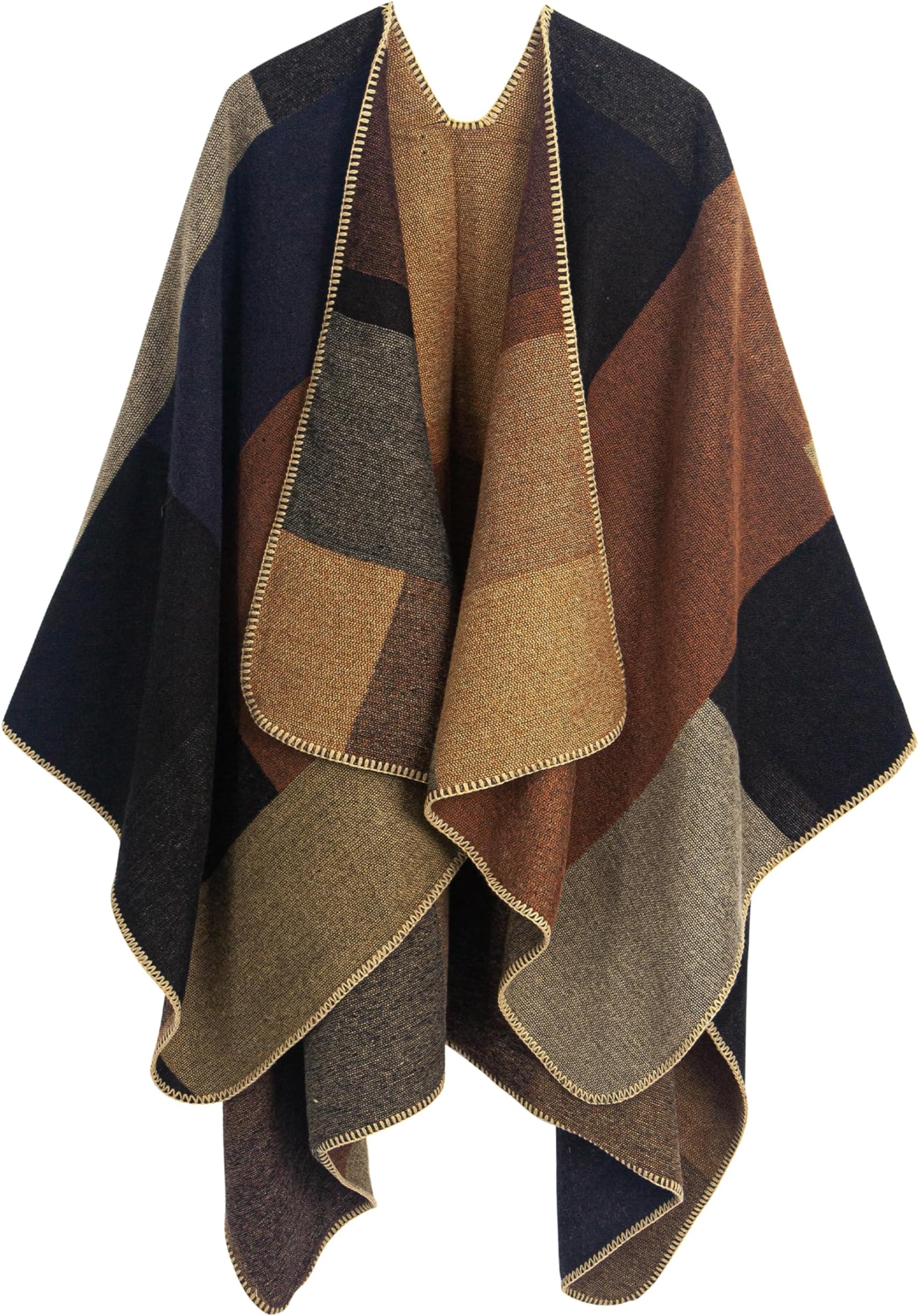 MissShorthair Women's Printed Shawl Wrap Fashionable Open Front Poncho Cape, Gift for Women