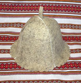 Rushnichok Sauna hat Russian banya - Sauna hat for Men - Sauna hat Wool - Sauna hat to Protect Hair - Russian banya hat - Sauna HAT Embroidery Ukrainian Woolen Felt hat Banya Gray Color Easter Gift
