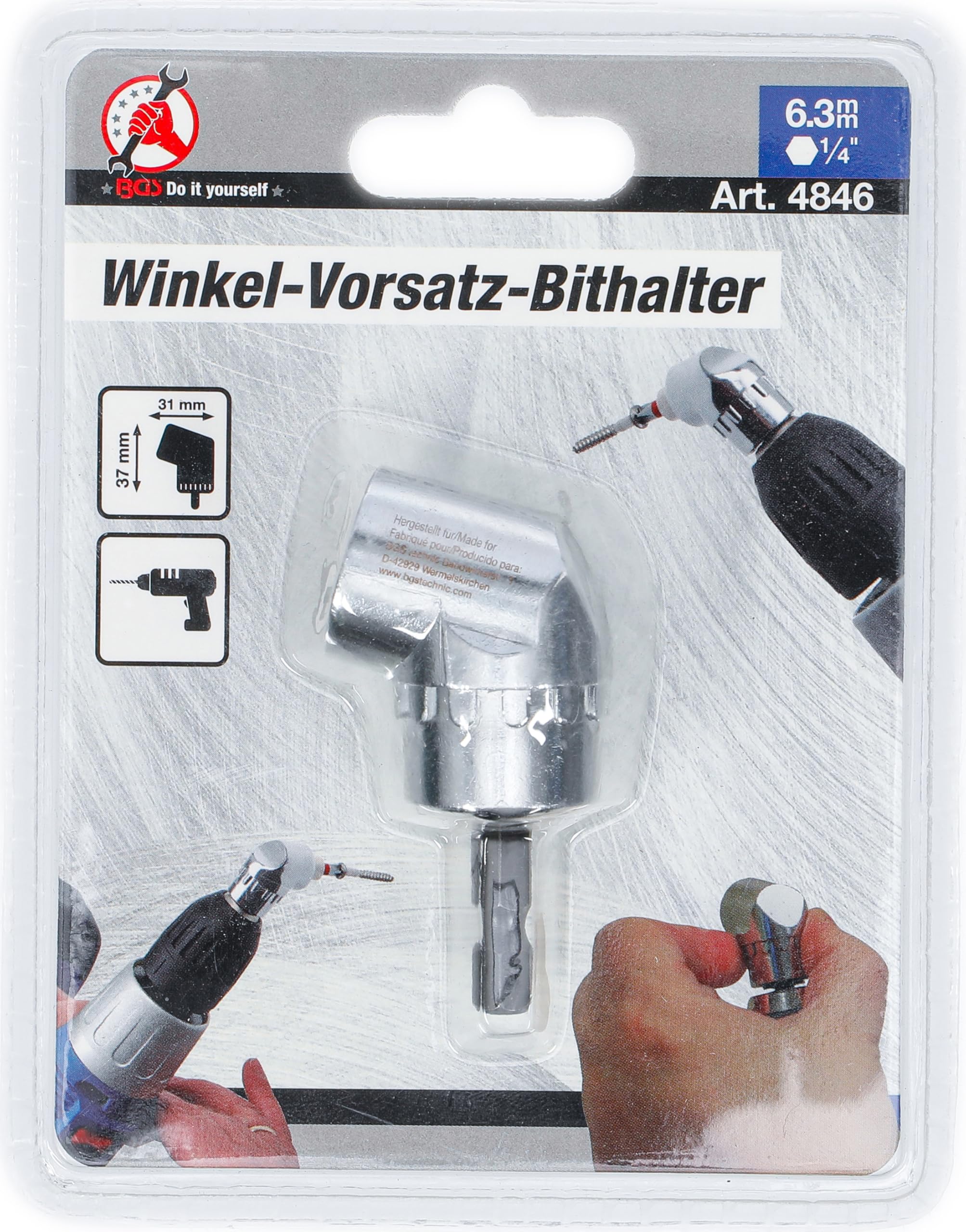 BGS Diy 4846 | Mini portainserti ad angolo | attacco esagono esterno 6,3 mm (1/4") | 6,3 mm (1/4")