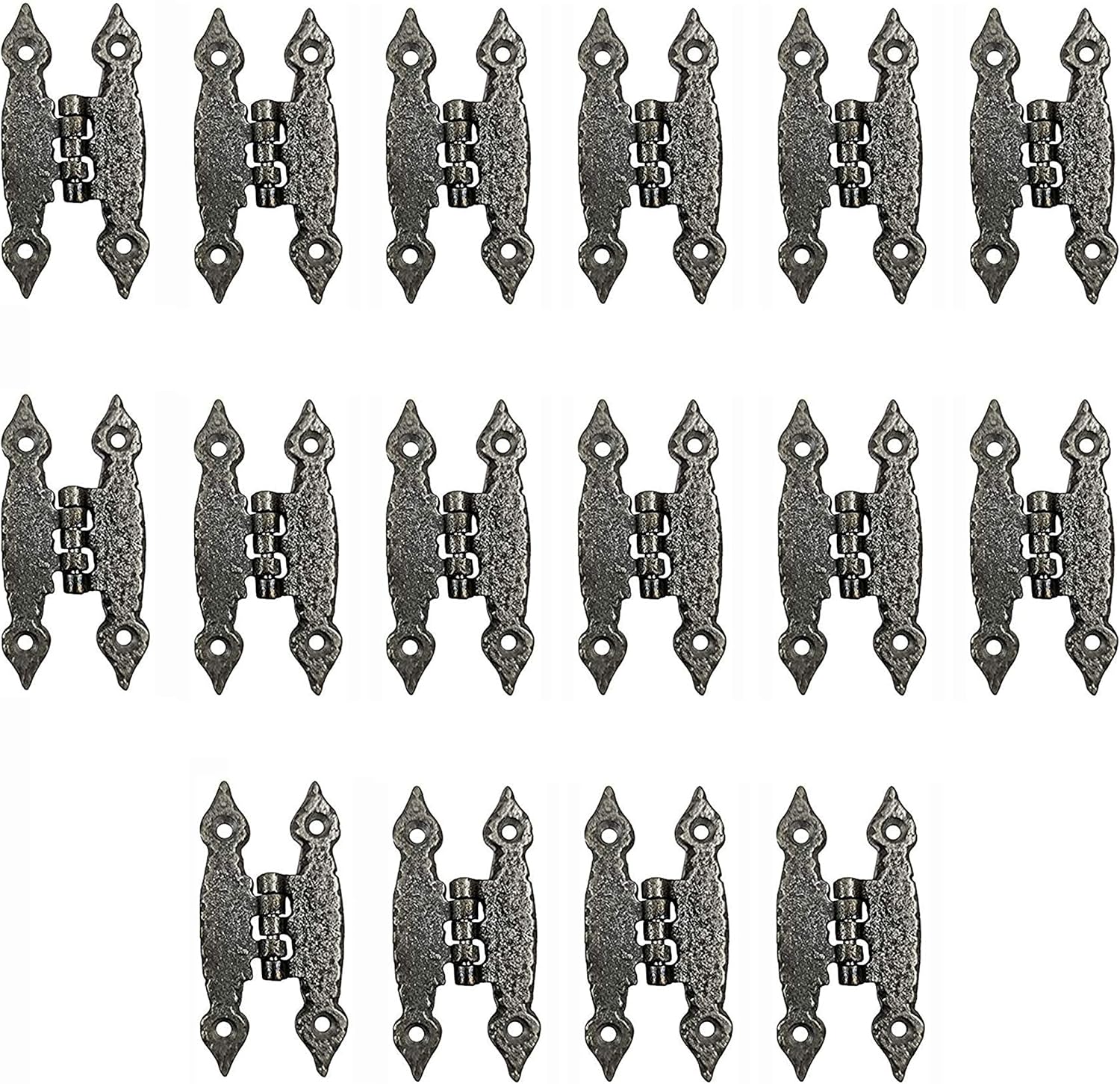 Adonai Hardware Abib Antique Iron H Cabinet Hinges (4 Pack, Rust Living Finish) for Vintage Barn Doors, Cupboards, Kitchen Wardrobes, Wooden Jewelry Box, Sheds, Furniture, Treasure Chest and Trunks