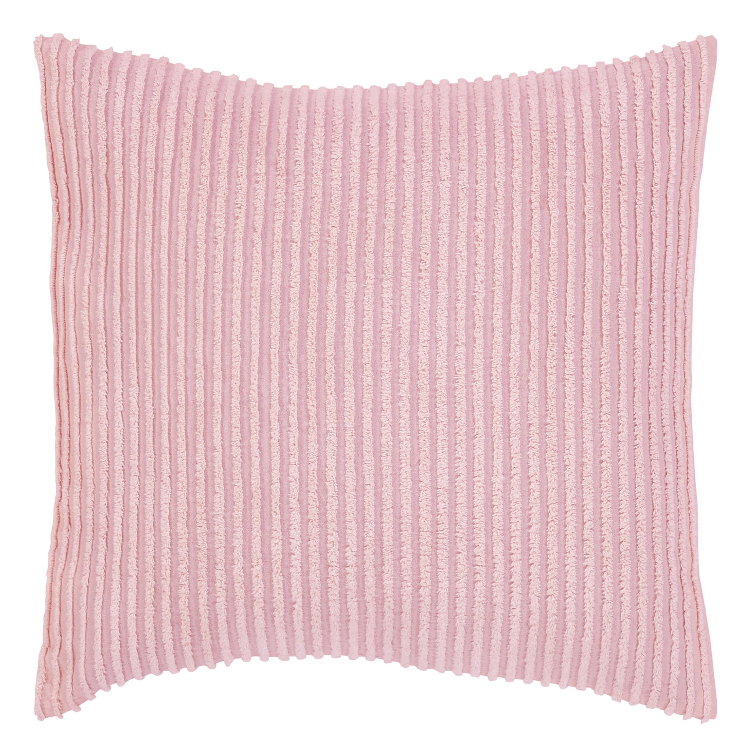 Better Trends Jullian Collection is Super Soft and Light Weight in Bold Stripes Design 100% Cotton Tufted Unique Luxurious Machine Washable Tumble Dry, Euro Sham, Pink