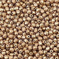 Vista 35 de Mezcla de 280 cuentas de cristal checo facetadas redondas de 0.9 oz (25 g) de 0.157 in, tonos dorados