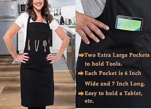 Miniatura 3 de RUVANTI Paquete de servilletas de tela de 18 x 18 pulgadas, paquete de 12 con delantal de mujer a juego ajustable hasta tamaño XXL. 100% algodón,