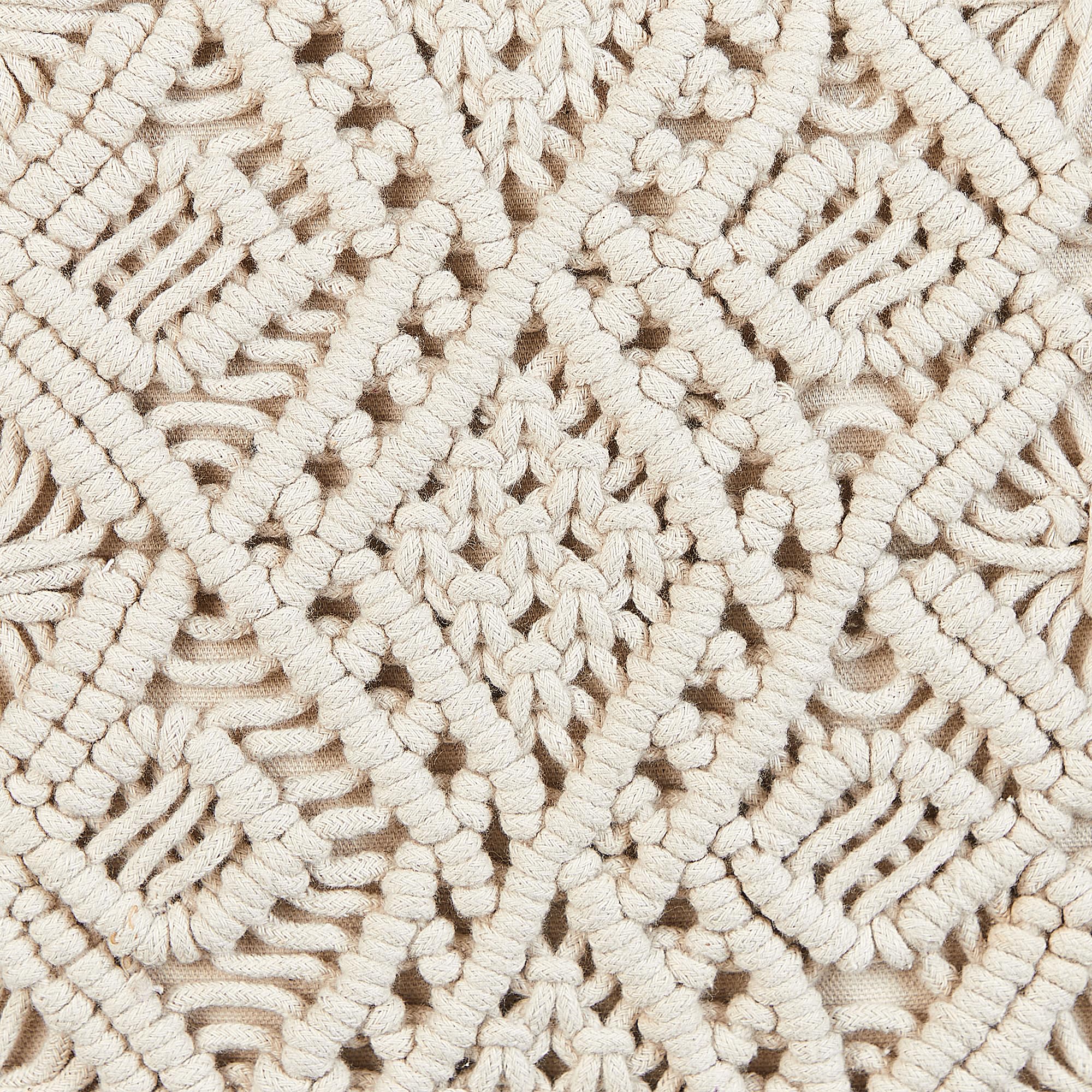 Beliani Dekokissen 2er Set Baumwolle beige 45 x 45 cm Makramee Design mit Fransen Pattan
