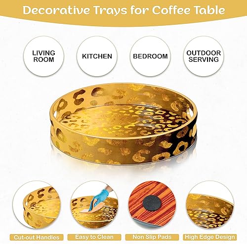 Miniatura 2 de Crocon Bandeja otomana redonda para candelabros, centros de mesa multiusos para comedor, bandeja de servir, bandejas decorativas para mesa de café,