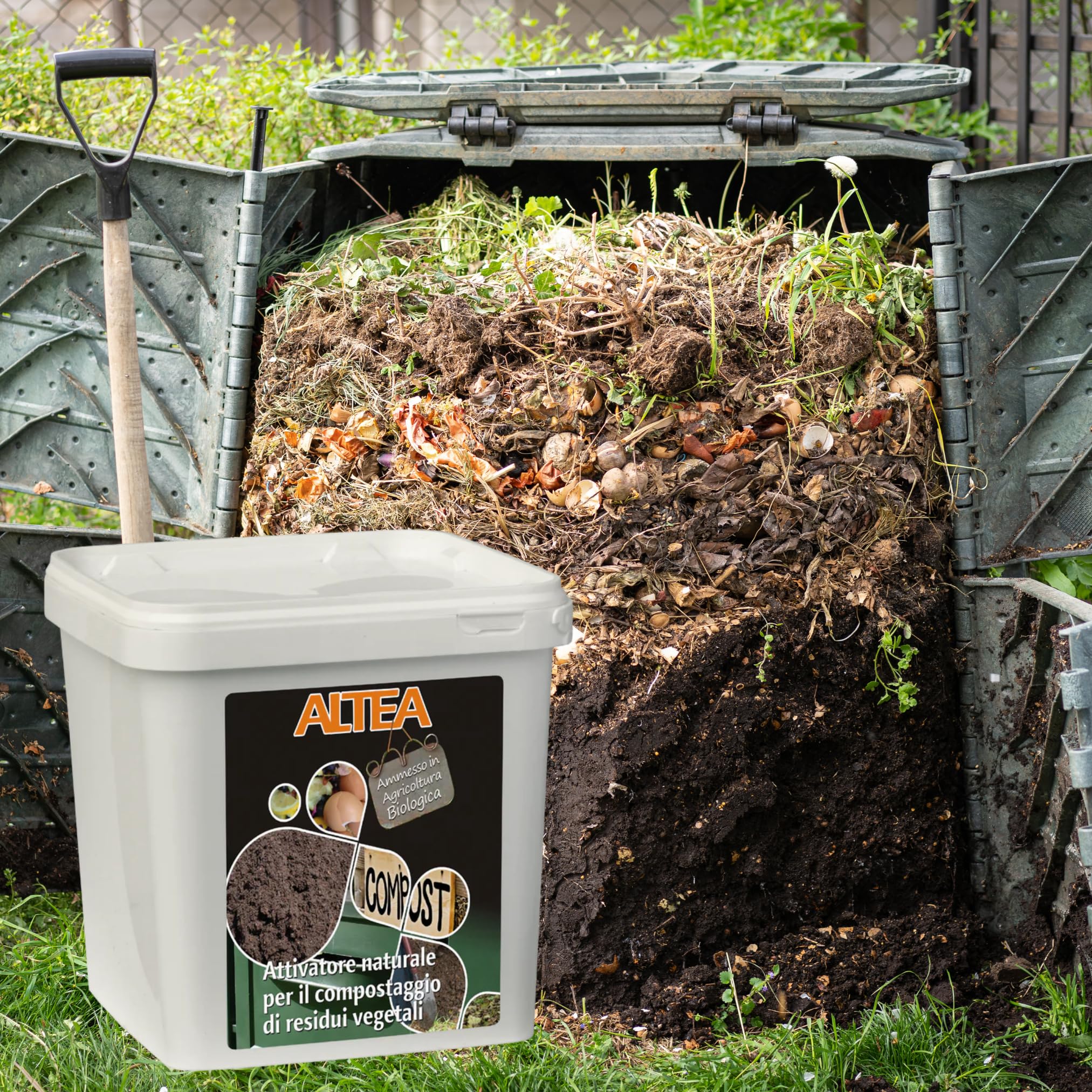 Altea - Acelerador de compostaje de residuos vegetales orgánicos, para compostador, alta concentración de microorganismos, cubo con mango de 3,5 kg