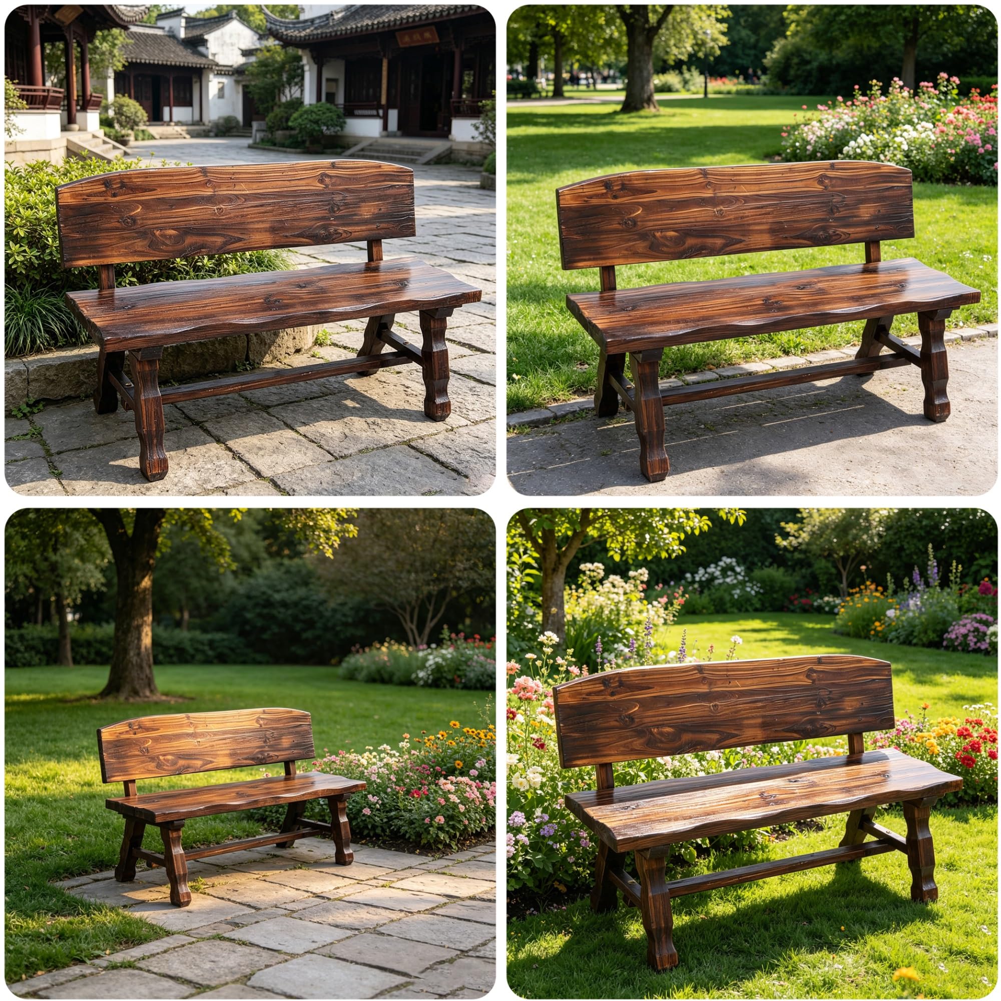 Banco de Jardín Exterior, Rústico Madera Garden Bench para 2 Personas, para Parque, Patio, Terraza(120CM)