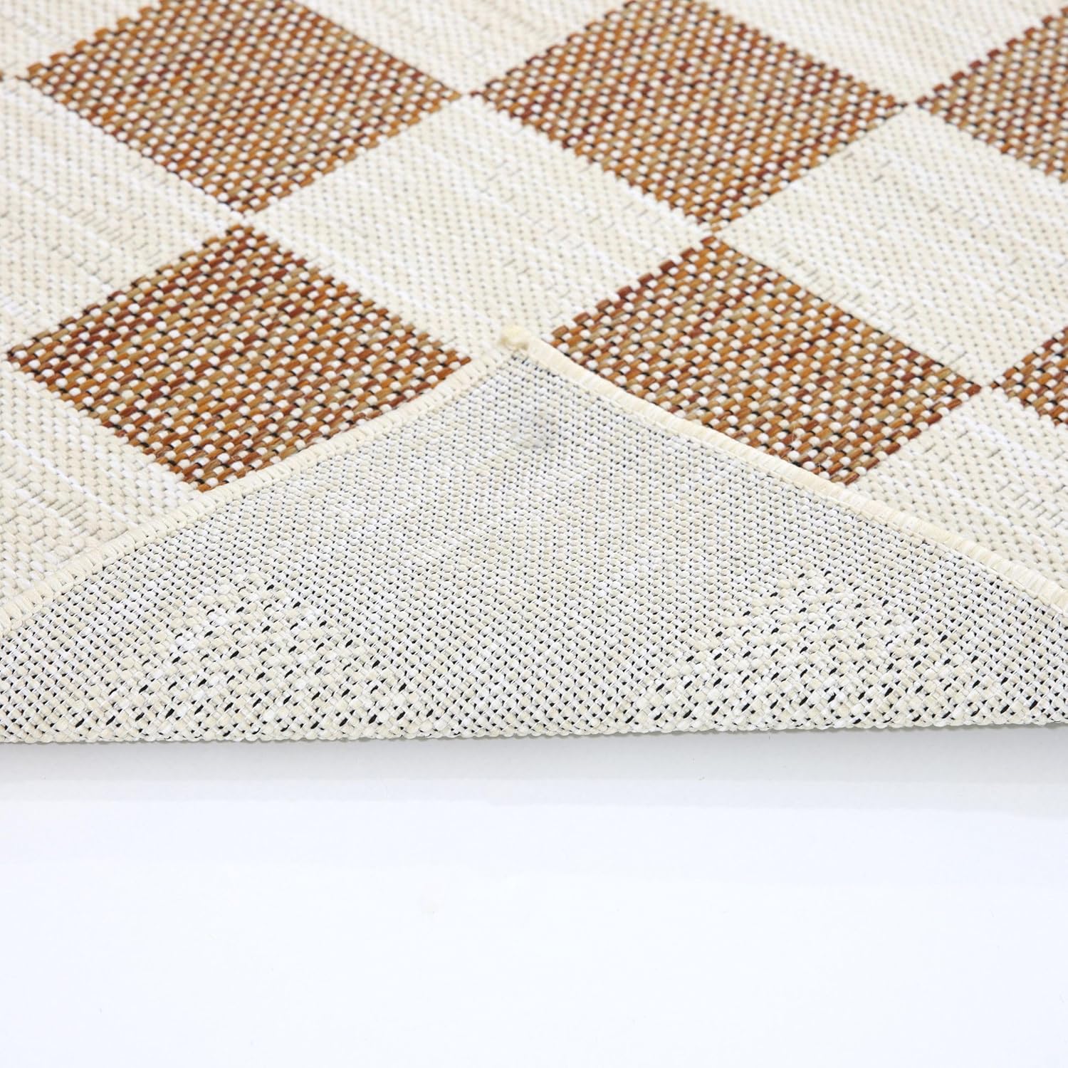 Indoor/Outdoor Area Rug Runner - Brick & Ivory Color - 2'6''x8' - Machine Washable, Easy Cleaning, Weather and UV Resistant, Non-Shedding, Waterproof