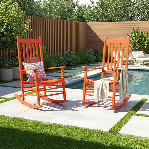 Vista 8 de Shine Company Inc. Silla mecedora para porche estilo Vermont, 4332WT, color blanco