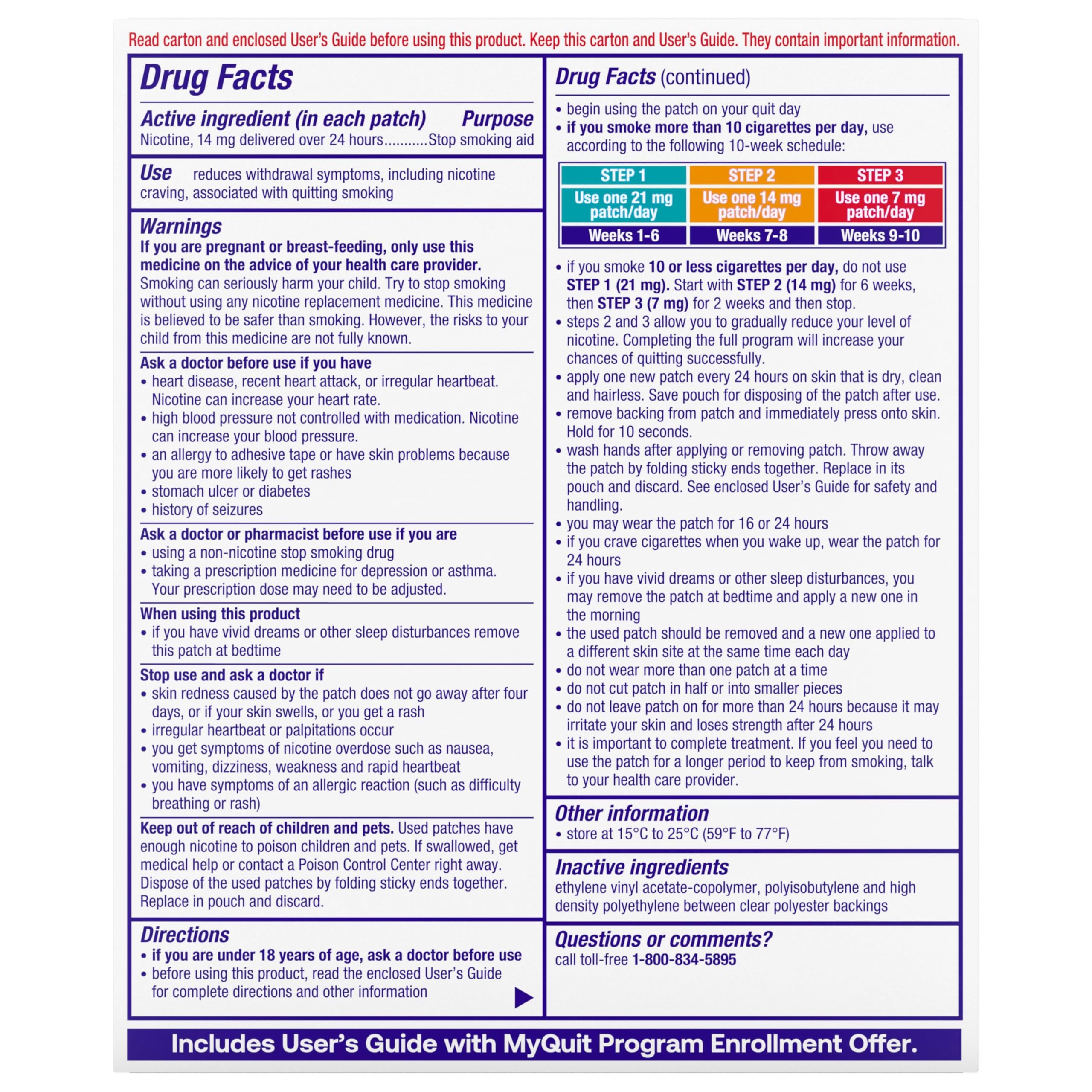 NicoDerm CQ Nicotine Patches to Help Stop Smoking with Behavioral Support Program, 14mg, Step 2-21 Count