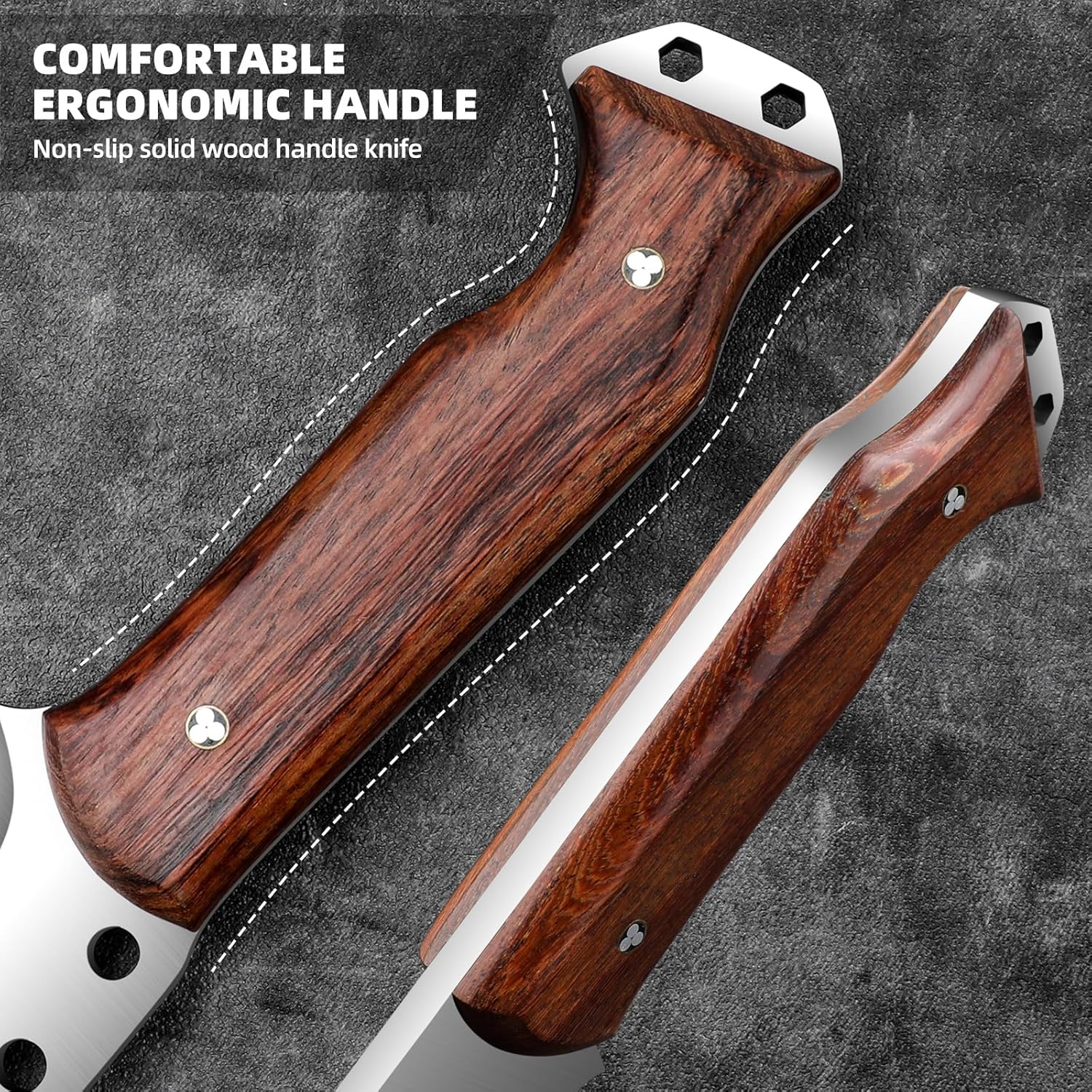 Meat Cleaver Heavy Duty Butcher Full Tang Knife with Sheath,Chef's Knives,Vegetable Cleaver Knife Chopper,Machete for Kitchen Outdoor Camping BBQ (Mix-Large)