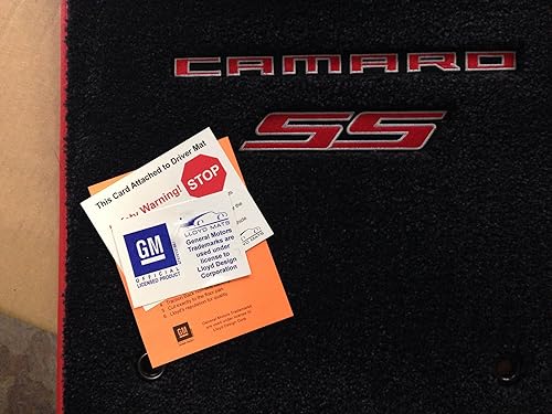 Miniatura 2 de Alfombrillas para Chevrolet Camaro SS con doble logotipo rojo con encuadernación roja 2010-2015 de gama alta