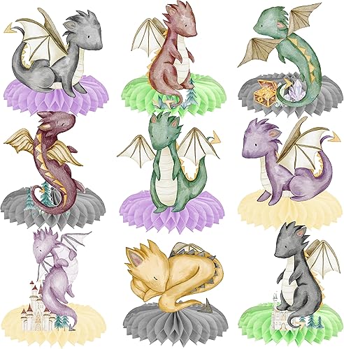 Centros de mesa con diseño de panal de dragón, 11 piezas, decoración de fiesta de cumpleaños de dragón, decoraciones de panal de dragón para