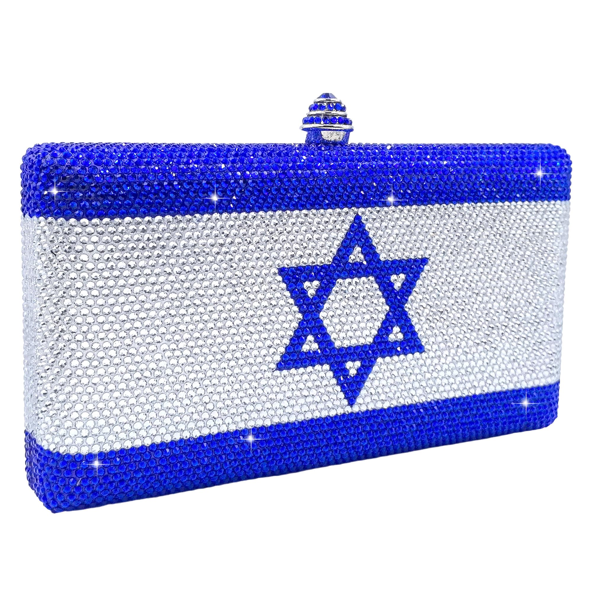 Boutique De FGG Mini National Flag Clutch Purses for Women Formal,Patriotic Evening Bags,Party Prom Crystal Clutch Handbag