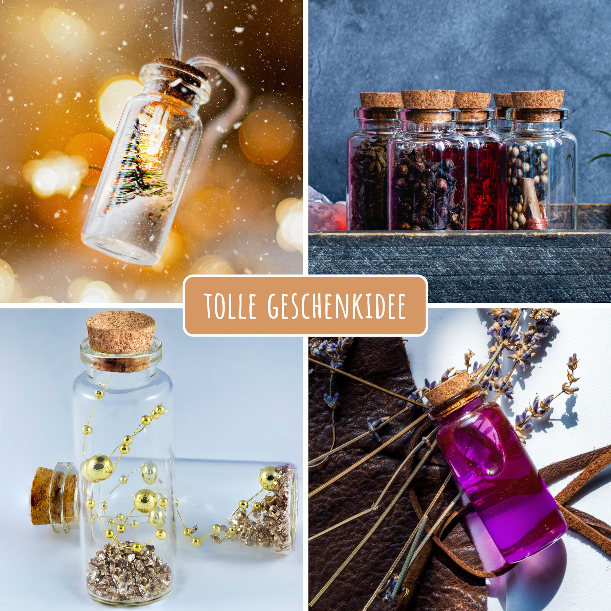 Bolson 120 Stück Reagenzglas mit Korken 90 ml - Kleine Glasflaschen mit Korken zum Befüllen - Korkengläser als Gastgeschenk, Hochzeitsdeko, Gewürzgläser, Aufbewahrung
