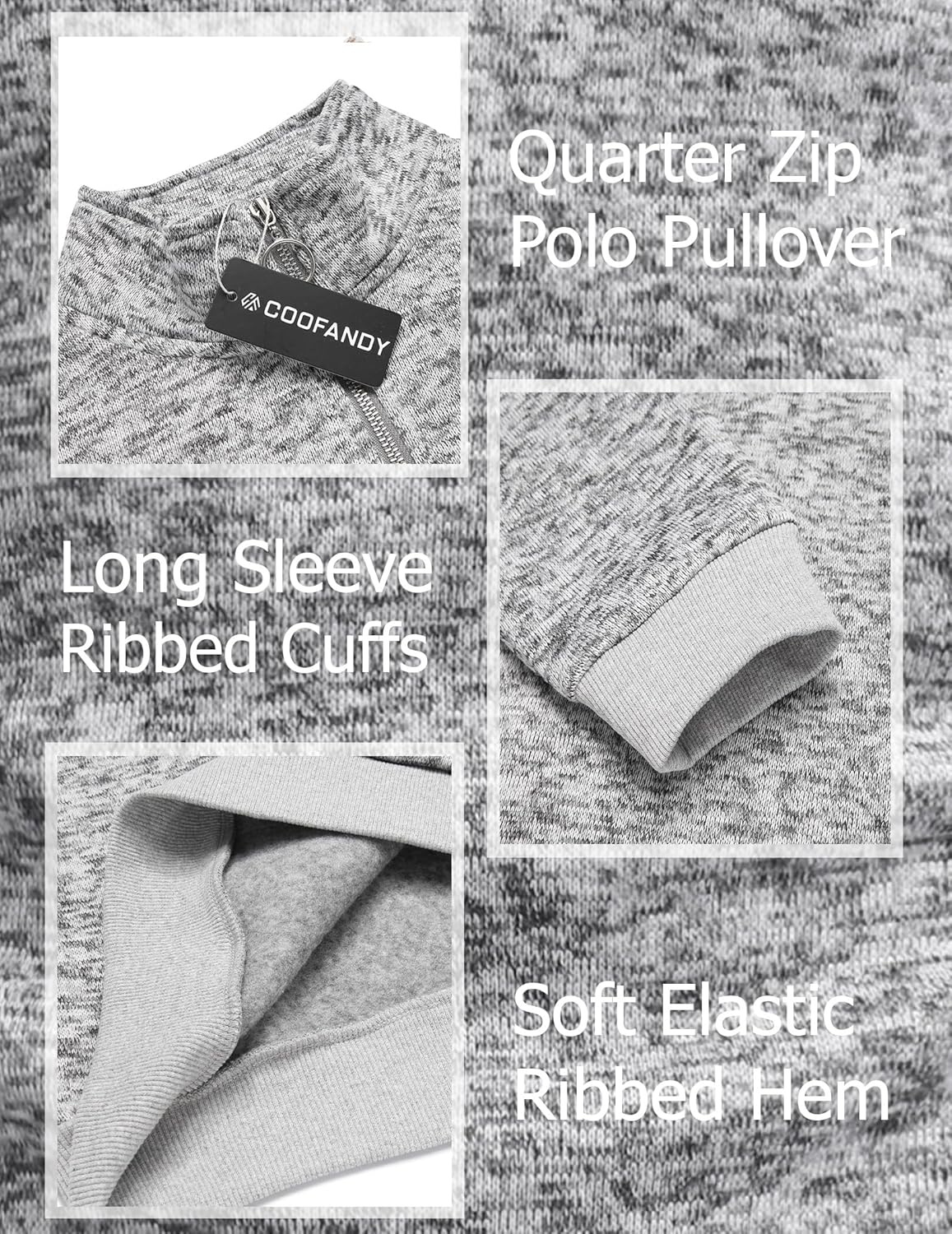 COOFANDY Men's Quarter Zip Pullover Casual Long Sleeve Sweater Slim Fit Sweater Mock Neck Polo Sweater - Image 5