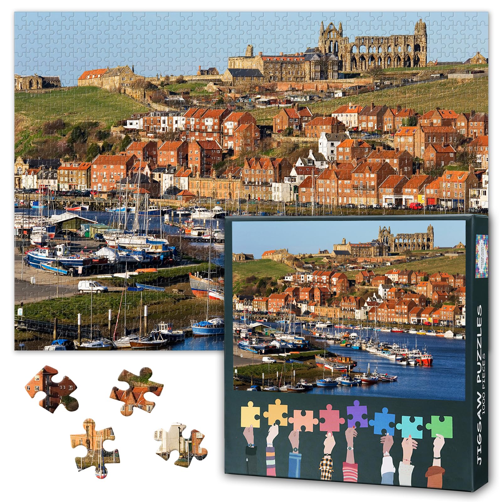 Whitby Abbey Ruins 1000 Piece Jigsaw Puzzle for Adults - Iconic North Yorkshire Coast Landscape, 50x70cm Scenic British Heritage Art for Wall Decor & Relaxation