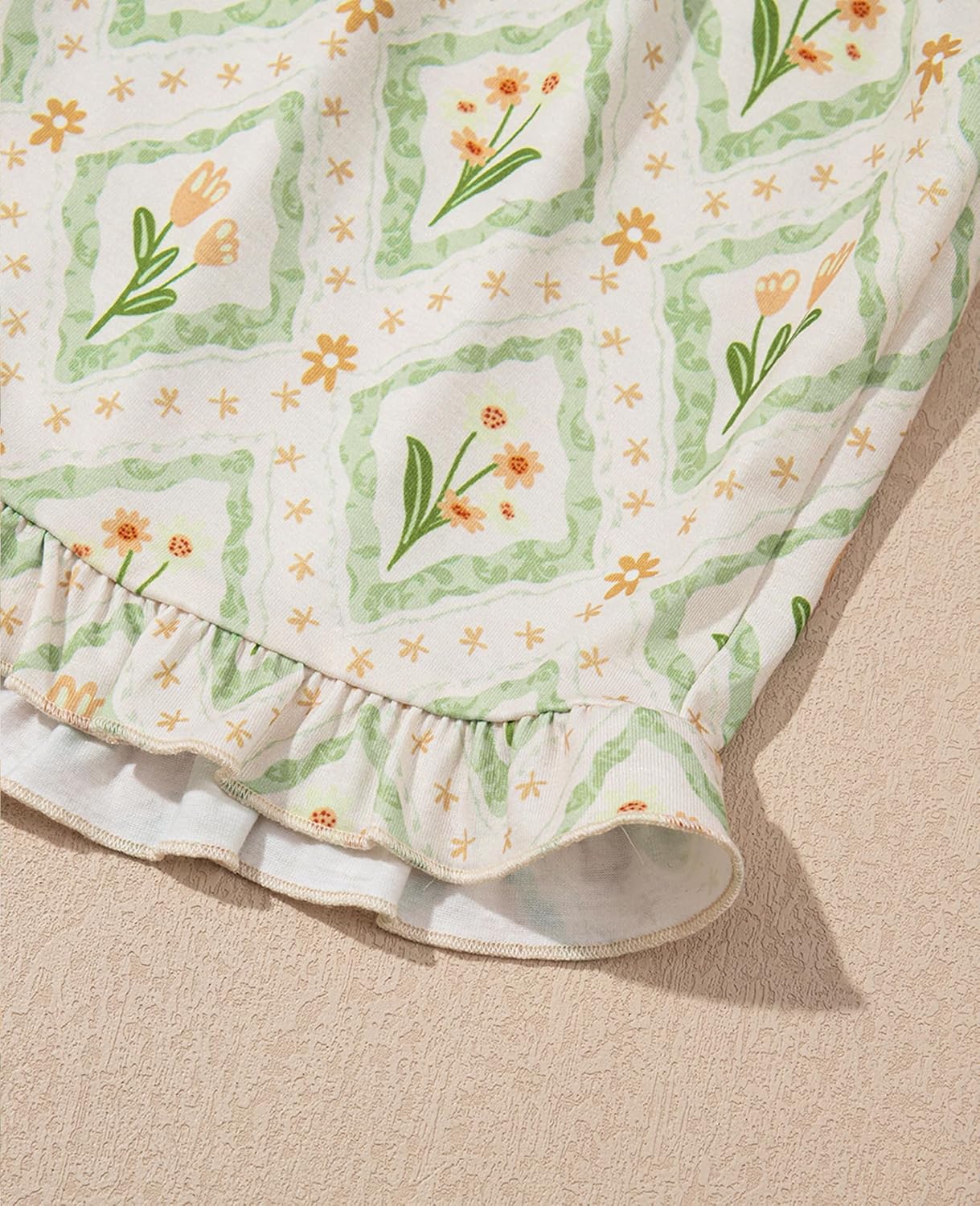 SELINK Womens Summer Pajamas Sets Short Sleeve Flower Print Button Down Sleepwear Loungewear 2 Piece Pj Set - Image 6