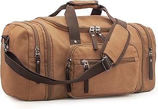 Canvas Travel Bag Big Crossbody Bag Large Capacity Travel Tote Weekend Bag Convenient Carry On Luggage Bags Men Duffel Bag, Large-Expandable, Travel Overnight Duffel Bag (Brown/Coffee)