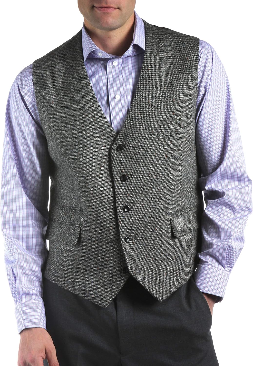 Jean-Paul Germain Men's Irish Tweed Black & Grey Vest