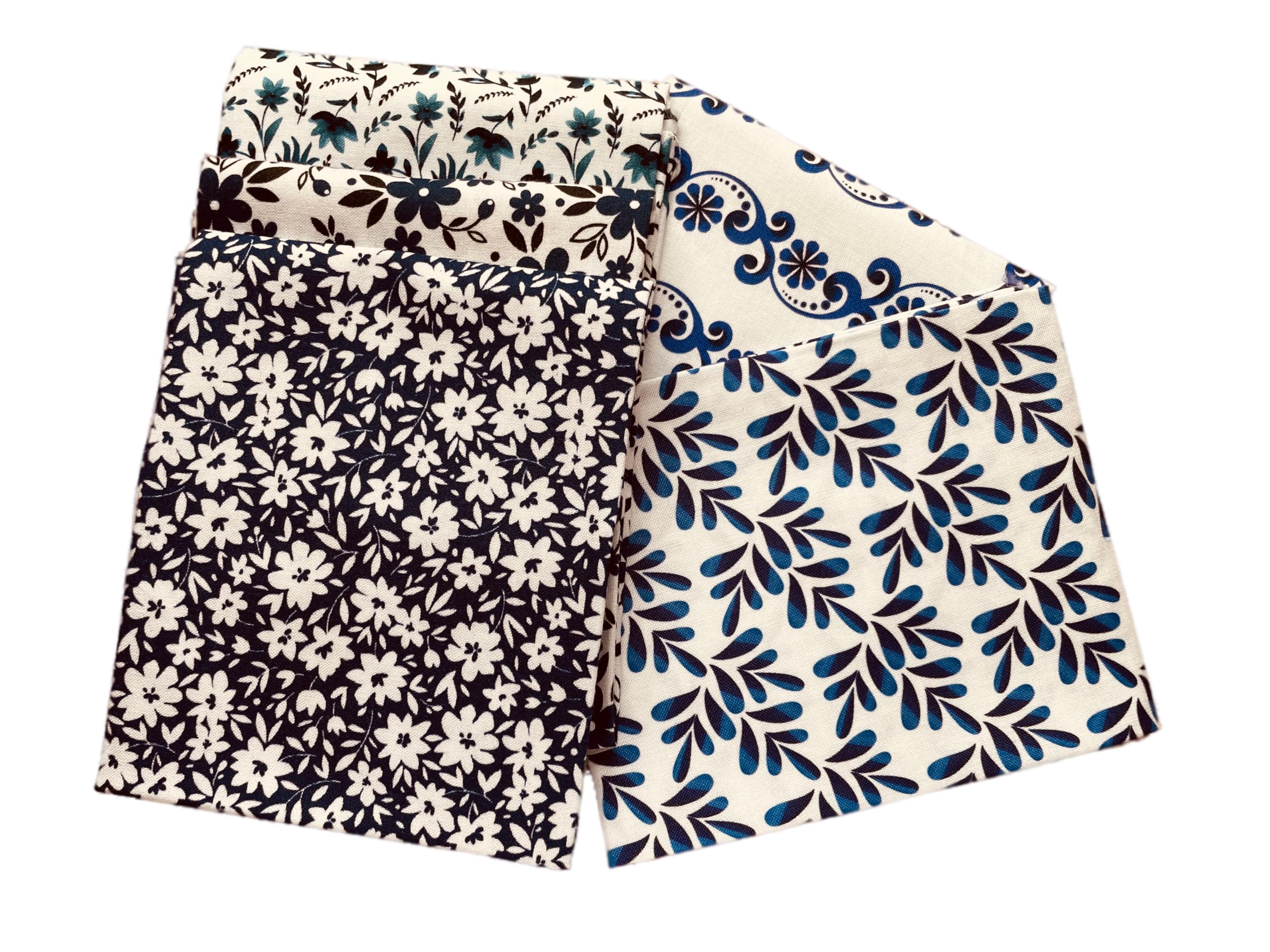 Craftsfabrics Blue & White Theme Porcelain Blue & White Floral Printed Printed Fat Quarters Bundle Of 5 Fabrics (45Cm X 55Cm). 100% Cotton. Ideal For Crafts, Patchwork And Dressmaking