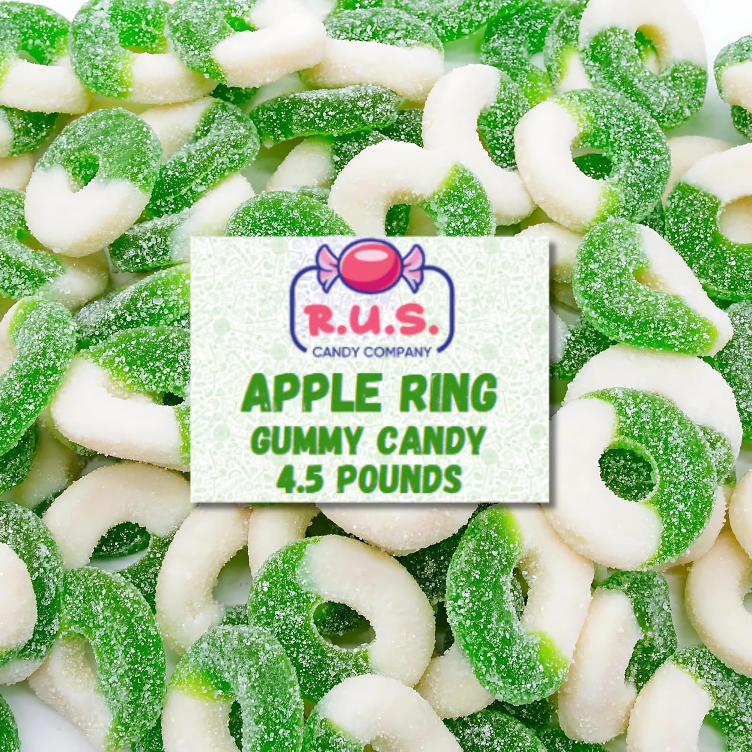 Apple Ring Gummies 4.5 lbs Bulk Bag – Fruity Gummy Candy – Fresh, Soft & Chewy – Party, Snack, Candy Buffet – by RUS Candy Company (Apple)
