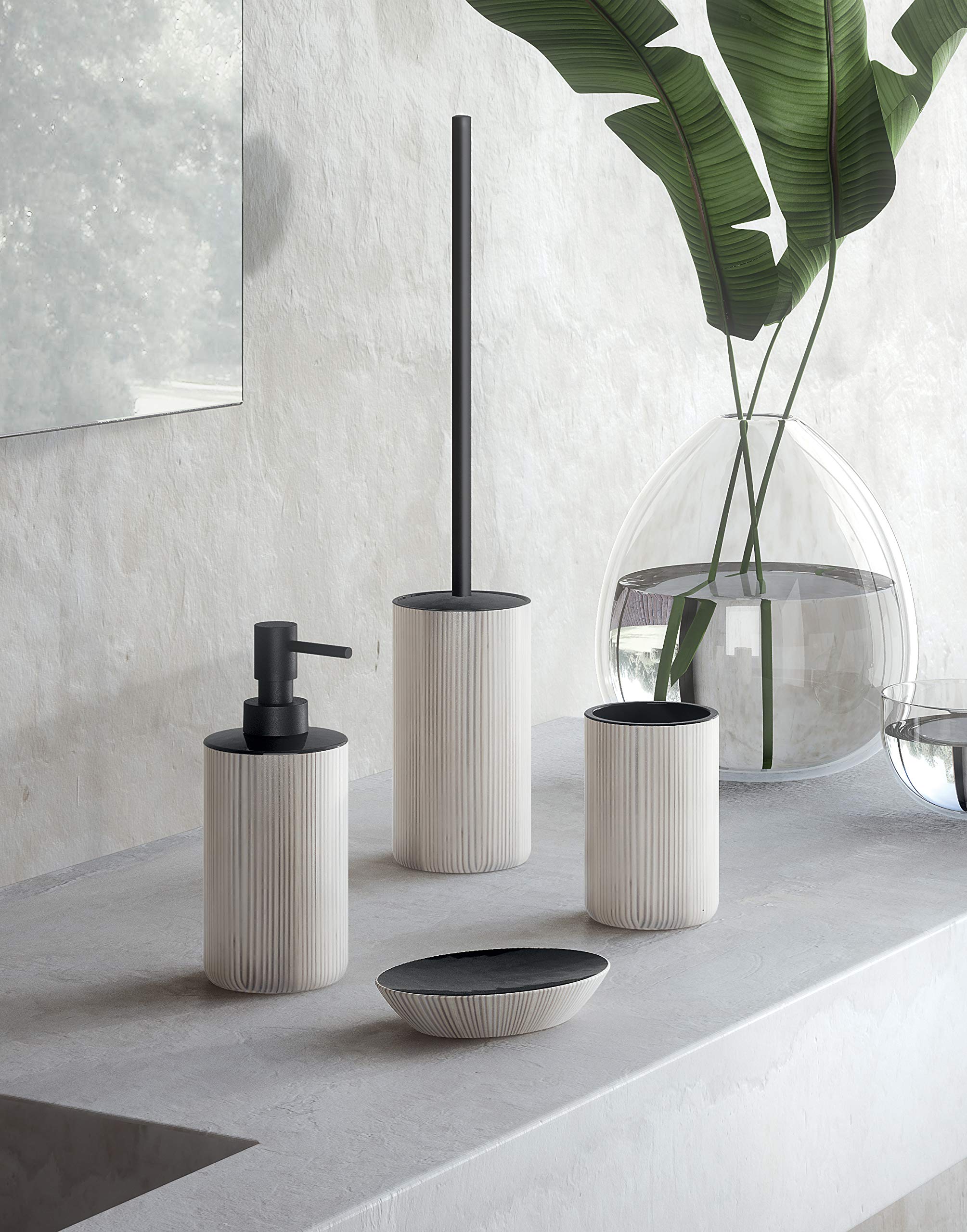 Dosatore Sapone Liquido Queenstown Gedy - Ceramica Bianca Ecologica, Design Elegante, 16.5x6.5cm - Foto 5