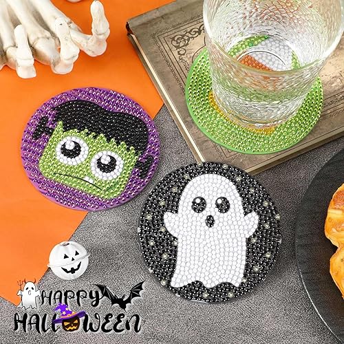 Miniatura 6 de UPINS 8 posavasos bohemios de pintura de diamantes para bebidas, kits de arte de diamantes para adultos, niños, principiantes, suministros de arte