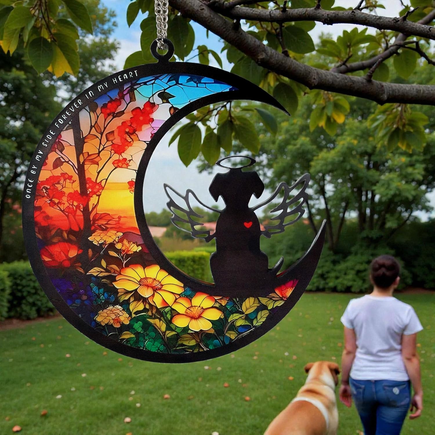 Dog Suncatcher Memorial Passing Away Gifts, Personalized Ornament with Name, Custom Pet Loss Sympathy Rainbow Angel Unique Window Hanging Decoration Bereavement Gifts for Dog Lovers - Image 7