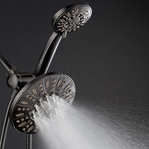 Miniatura 6 de AquaDance Combo de lluvia de 3 vías de alta presión de bronce aceitado de 7 pulgadas con manguera extra larga de 72 pulgadas disfruta de un cabezal