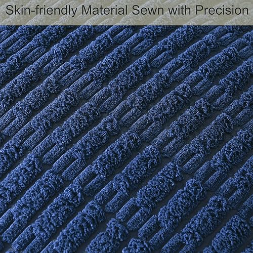 Miniatura 5 de Volcanics Paquete de 2 fundas de almohada decorativas azul marino de 18 x 18 pulgadas, fundas de cojín cuadradas de pana suave a rayas, decoración