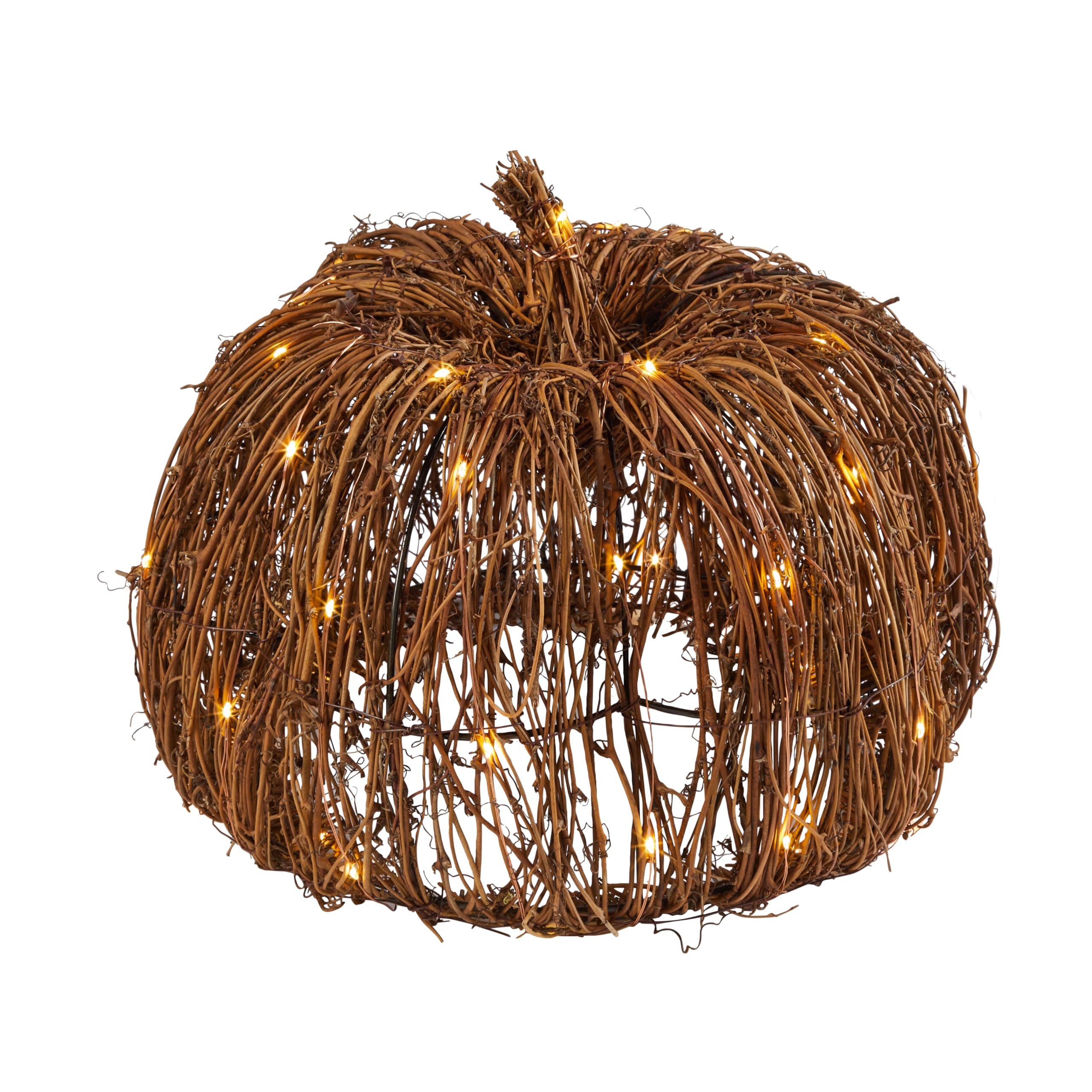 Lights4fun 2er Set LED Kürbis Rattan Optik Batteriebetrieb Timer Halloween Deko Outdoor Herbst Dekoration Halloween Kürbis Outdoor
