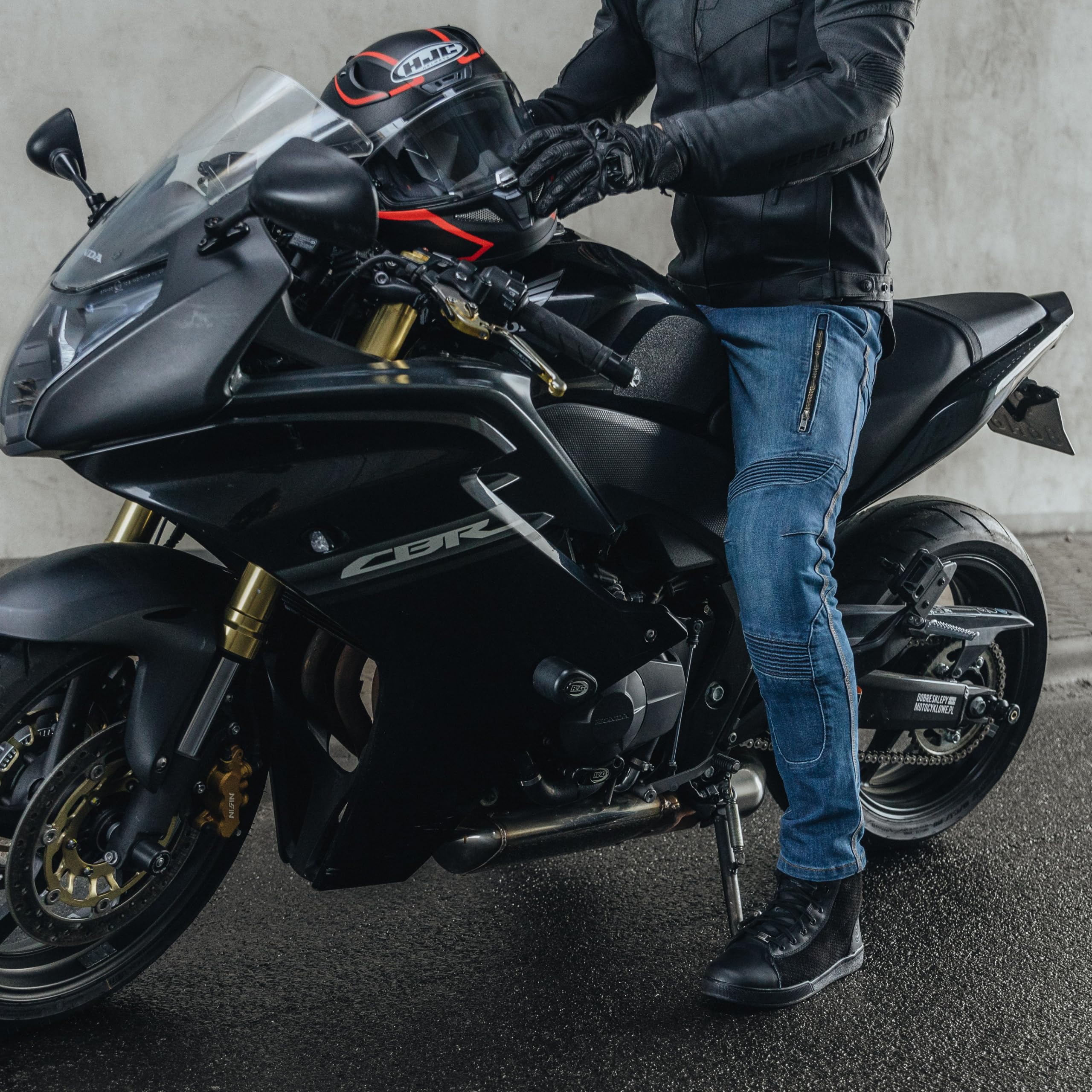 REBELHORN Vandal Pantalones Vaqueros de Moto Hombre | Forro de Fibra Aramida | Protectores de Rodilla y Cadera SAS-Tec | Bolsillo Protector de Coxis | 2 Canales de Ventilación | Tapered Fit