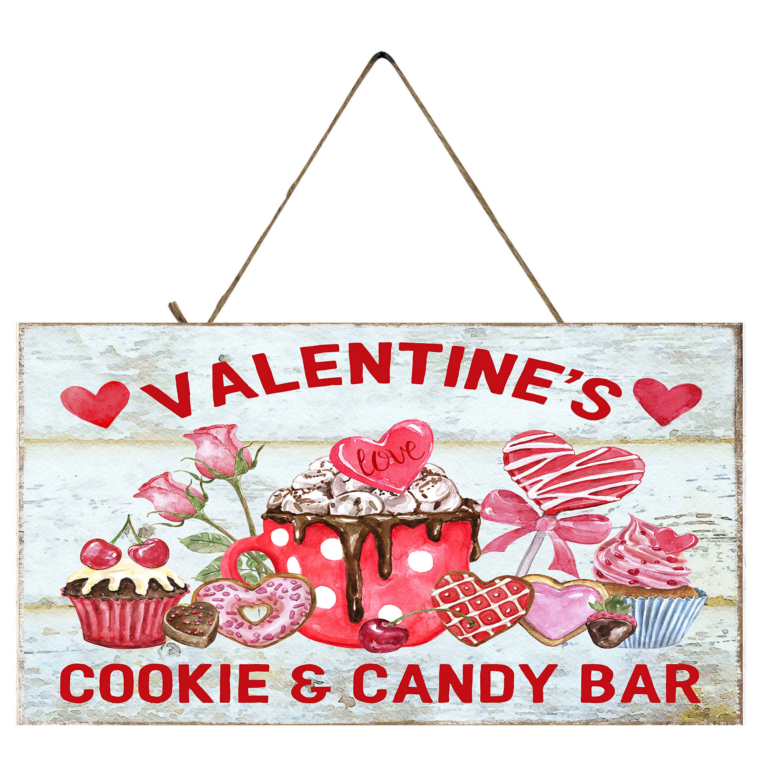 Twisted R Design Farmhouse Valentine's Day Hanging Wood Sign, Wood Decorative Wall Signs, 5