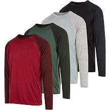 DARESAY 4-Pack Mens Long Sleeve Athletic Shirts Lightweight, Sweat-Wicking, Quick-Dry Workout, Gym, Active Tee