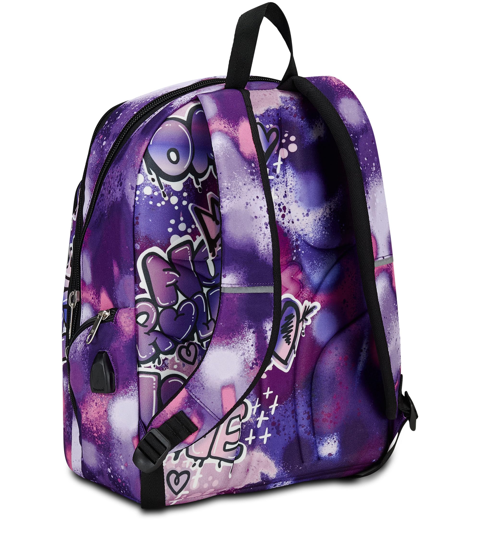 Seven Zaino Scuola Advanced, Viola, Bubble Street, Zaino Doppio Scomparto Con Supporto USB, Tasca Porta PC o Tablet, Tasca Porta Borraccia e Organizer, Scuole Medie e Superiori, Bambina Ragazza