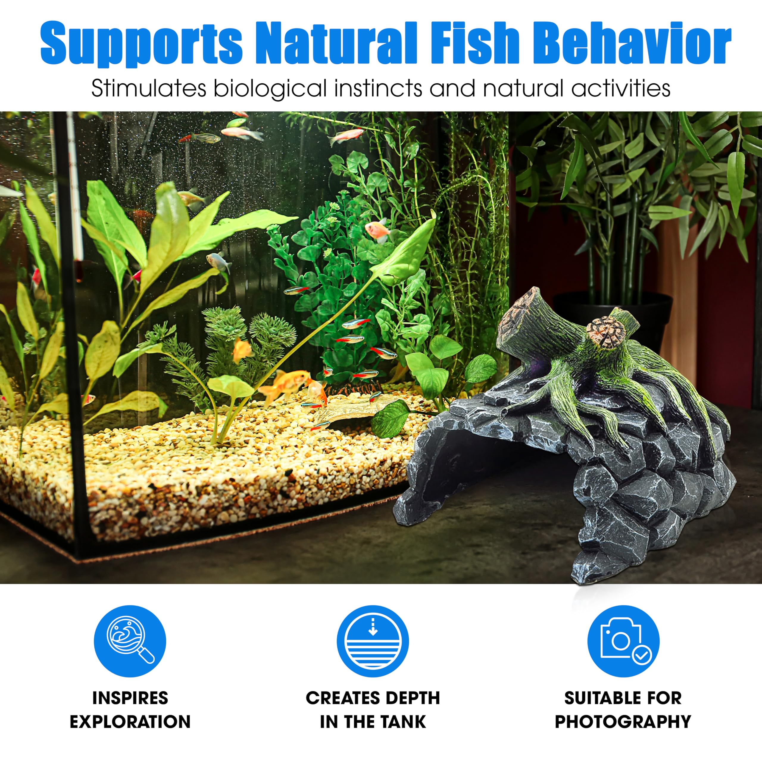 Betta - Decorazione per acquario, accessori per acquario con piante, decorazioni per acquario, grande ornamento per acquario, nascondiglio per pesci, accessori decorativi per acquari d'acqua dolce e