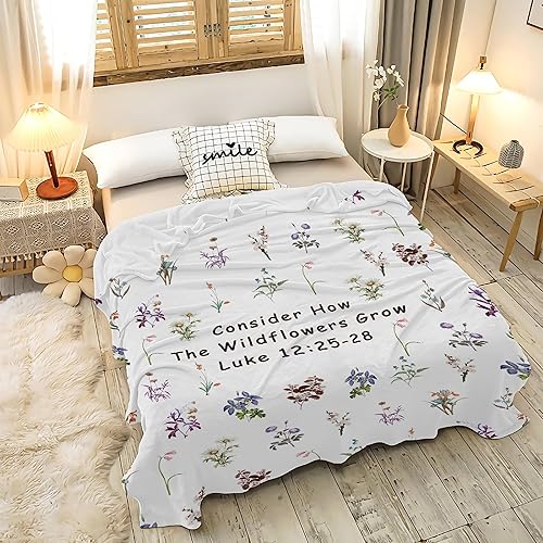 Miniatura 5 de AMITAYUS Manta de forro polar con versículo bíblico de las Escrituras florales, manta de oración por condolencias, regalos inspiradores cristianos